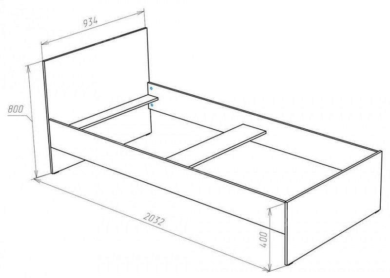 Односпальная кровать из лдсп чертеж с размерами