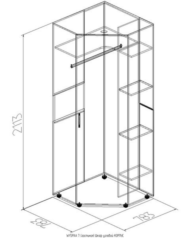 шкаф угловой 70х70 с зеркалом